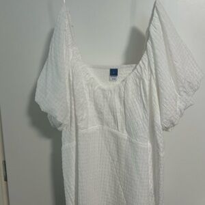 Old Navy White Square-Neck Textured Puff-Sleeve Blouse